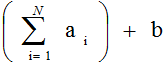 This equation is used to calculate a national estimate as the sum of the N stand-alone oversample area estimates (ai) plus the estimate for the remainder area (b), which includes the 53-N oversample areas that do not stand alone.