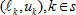 where the lower and upper bounds are l sub k and u sub k, respectively, and k is an element of s