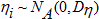 An eta sub i is normally distributed with mean 0 and variance denoted by matrix D sub eta.