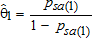 Theta 1 hat equal the ratio of p 1 sub s and a and 1 minus p 1 sub s and a