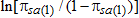 natural logarithm of pi 1 sub s and a divided by 1 minus pi 1 sub s and a