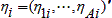 An eta sub i is a transposed vector of values eta sub 1, i and so on until eta sub A, i.