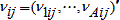 A nu sub i, j is a vector of transposed values nu sub 1, i, j and so on until nu sub A, i, j.