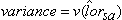 [Variance is equal to variance v of the estimate of the log-odds ratio, lor hat sub s and a]