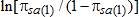 the natural logarithm of pi 1 sub s and a divided by 1 minus pi 1 sub s and a