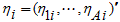 An eta sub i is a transposed vector of values eta sub 1, i and so on until eta sub capital A, i.