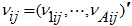 A nu sub i, j is a vector of transposed values nu sub 1, i, j and so on until nu sub capital A, i, j.
