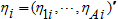An eta sub i is a transposed vector of values eta sub 1, i and so on until eta sub capital A, i.