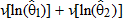 the sum of the variance v of the natural logarithm of Theta 1 hat and the variance v of the natural logarithm of Theta 2 hat