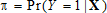 Pi equals the probability of capital Y given capital X, where capital X is the vector of explanatory variables.