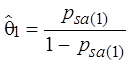 Theta 1 hat equal the ratio of p 1 sub s and a and 1 minus p 1 sub s and a