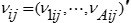 A nu sub i, j is a vector of transposed values nu sub 1, i, j and so on until nu sub capital A, i, j.