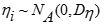 An eta sub i is normally distributed with mean 0 and variance denoted by matrix capital D sub eta