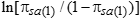 the natural logarithm of pi 1 sub s and a divided by 1 minus pi 1 sub s and a