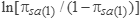 the natural logarithm of pi 1 sub s and a divided by 1 minus pi 1 sub s and a
