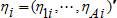 An eta sub i is a transposed vector of values eta sub 1, i and so on until eta sub capital A, i.