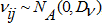 A nu sub i, j is normally distributed with mean 0 and variance denoted by matrix capital D sub nu.