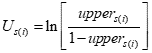 [Capital U sub s and i is the natural logarithm of upper sub s and i divided by 1 minus upper sub s and i.