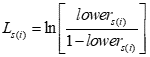 Capital L sub s and i is the natural logarithm of lower sub s and i divided by 1 minus lower sub s and i.