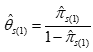 theta hat 1 sub s equal the ratio of pi hat 1 sub s and 1 minus pi hat 1 sub s