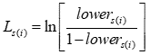 Capital L sub s and i is the natural logarithm of lower sub s and i divided by 1 minus lower sub s and i.