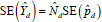 The standard error of capital Y hat sub d is equal to capital N hat sub d times the standard error of p hat sub d.