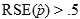 the relative standard error of p hat is greater than .5