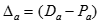Delta sub a is defined as the national design-based estimate, capital D sub a, minus the national model-based small area estimate, capital P sub a.