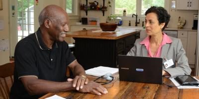A man and a woman sitting at a table