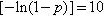 the relative standard error of the negative of the natural logarithm of 1 minus p equals 10