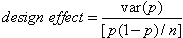 the product of the raw sample size and the posterior variance of p, divided by the product of p and 1 minus p