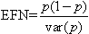 The effective sample size is calculated as the product of p and 1 minus p divided by the posterior variance of p.